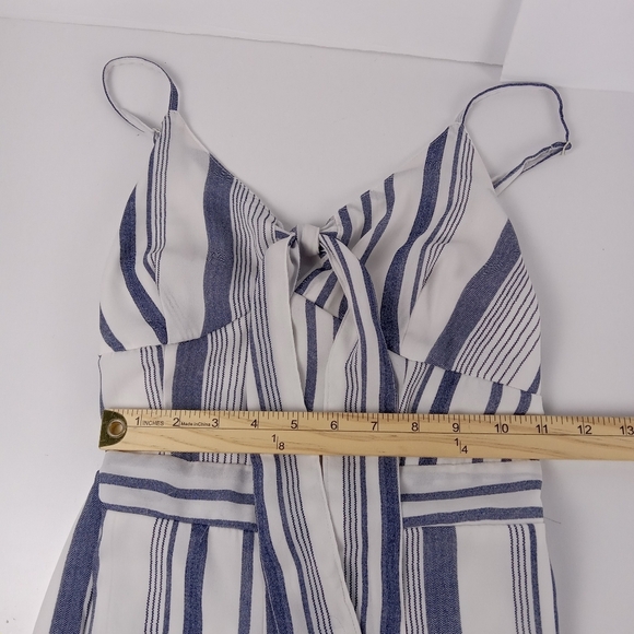 Japna Jumpsuit Womens Small Blue White Striped Cropped Beach Summer Wide Leg - Picture 4 of 7